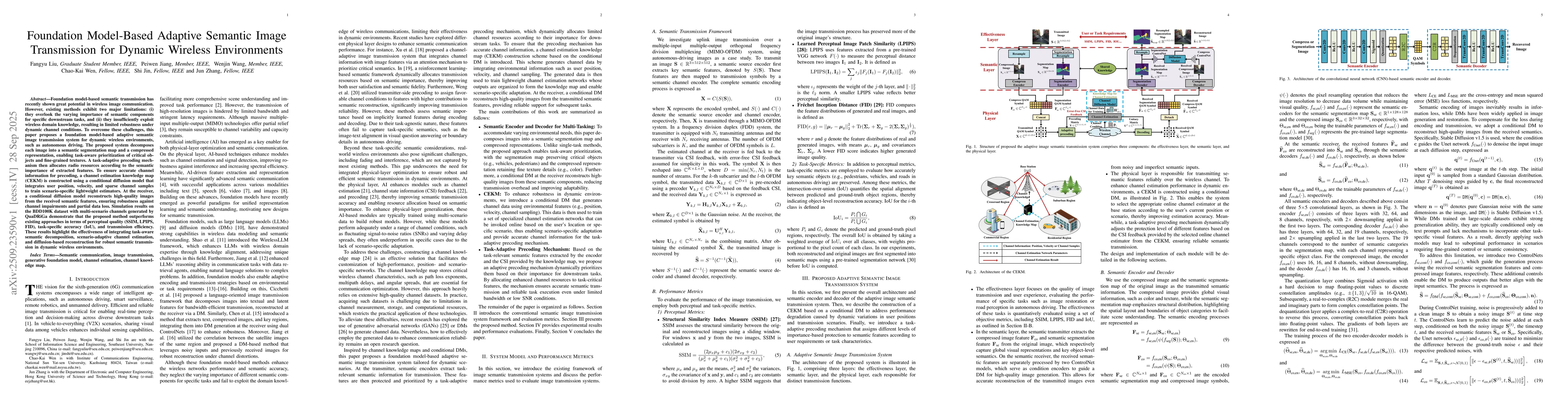 Thumbnail for Foundation Model-Based Adaptive Semantic Image Transmission for Dynamic
  Wireless Environments