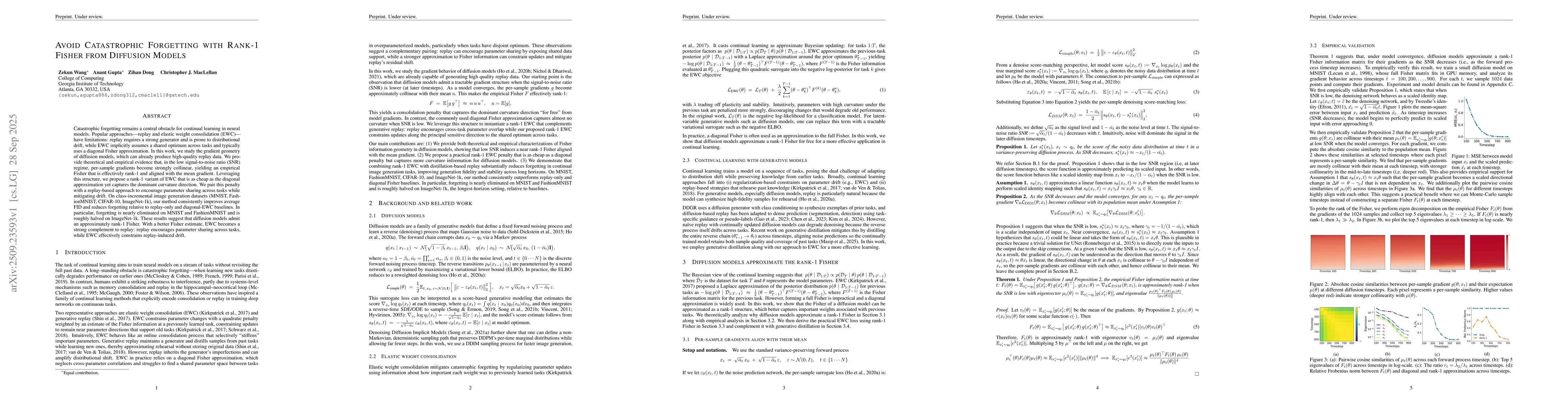 Thumbnail for Avoid Catastrophic Forgetting with Rank-1 Fisher from Diffusion Models