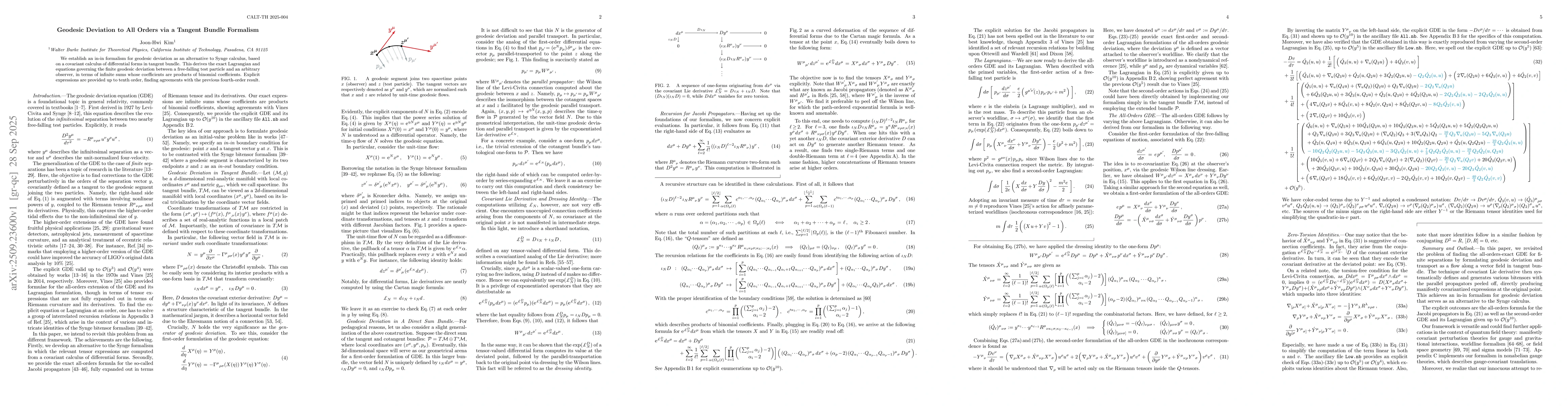 Thumbnail for Geodesic deviation to all orders via a tangent bundle formalism