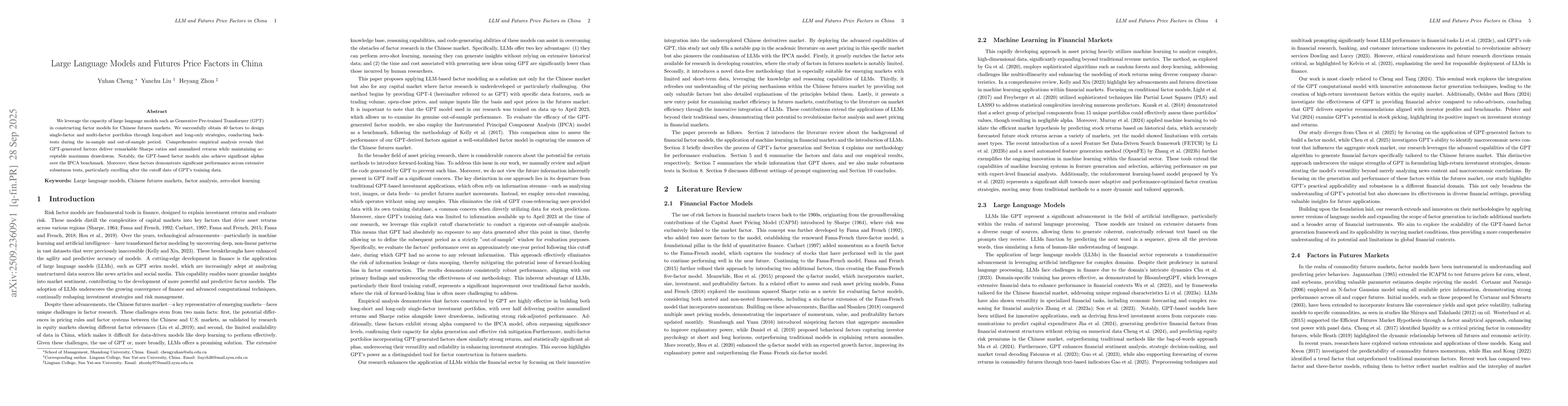 Thumbnail for Large Language Models and Futures Price Factors in China