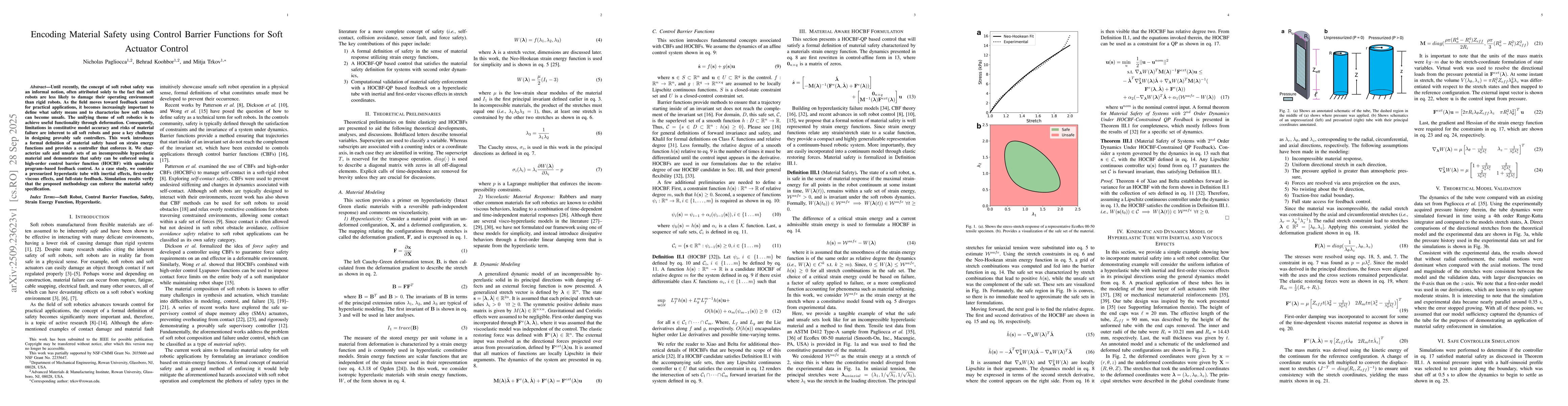 Thumbnail for Encoding Material Safety using Control Barrier Functions for Soft
  Actuator Control