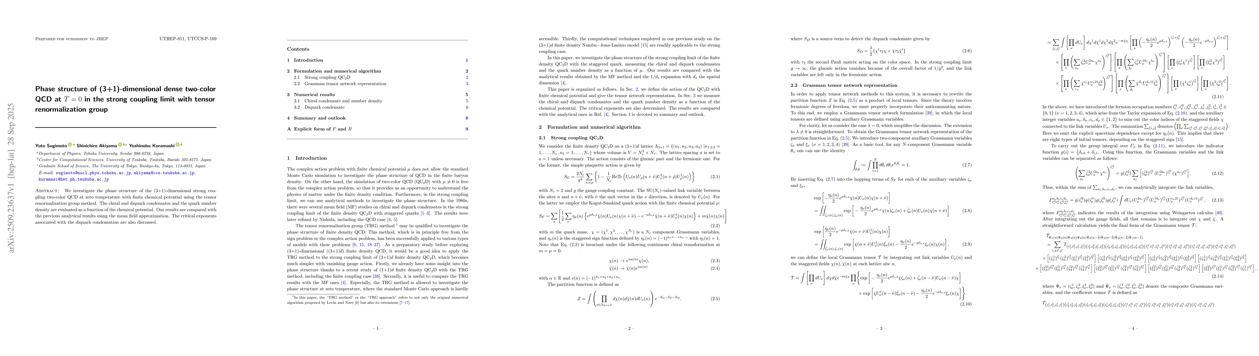 Thumbnail for Phase structure of (3+1)-dimensional dense two-color QCD at $T=0$ in the
  strong coupling limit with tensor renormalization group