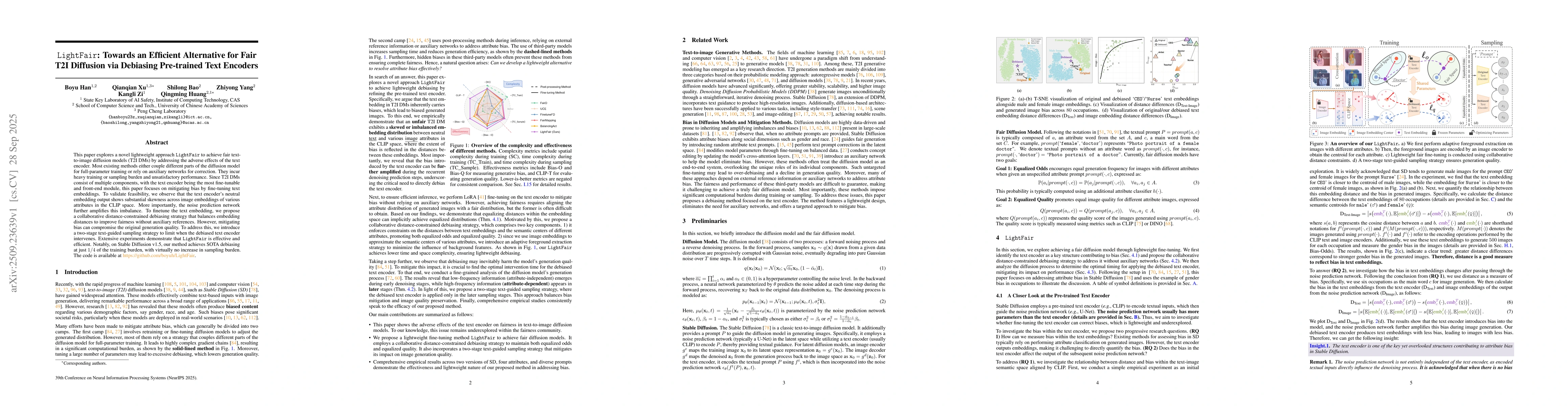 Thumbnail for LightFair: Towards an Efficient Alternative for Fair T2I Diffusion via
  Debiasing Pre-trained Text Encoders