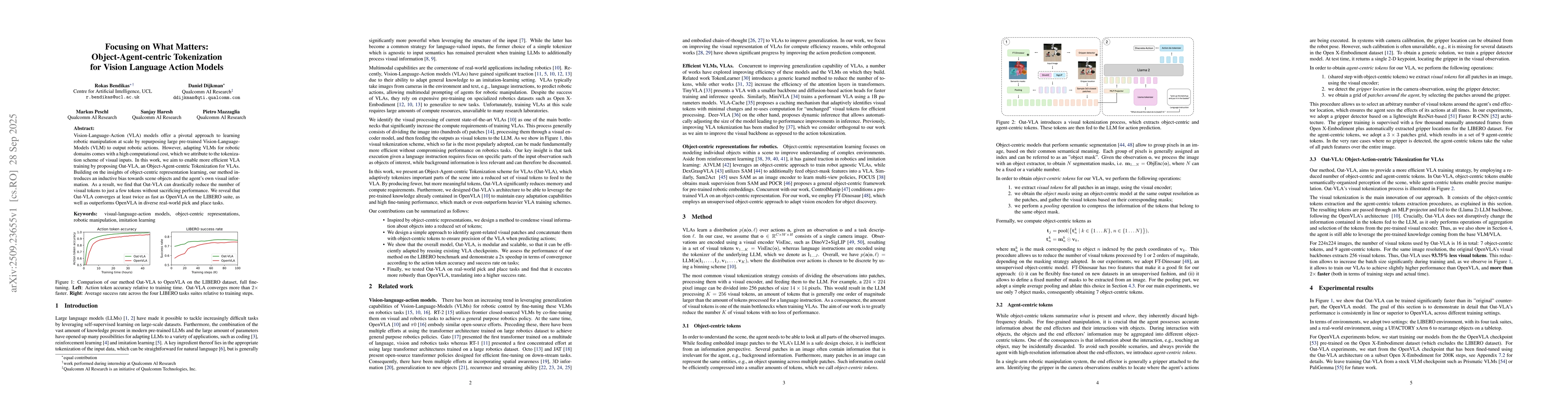 Thumbnail for Focusing on What Matters: Object-Agent-centric Tokenization for Vision
  Language Action models