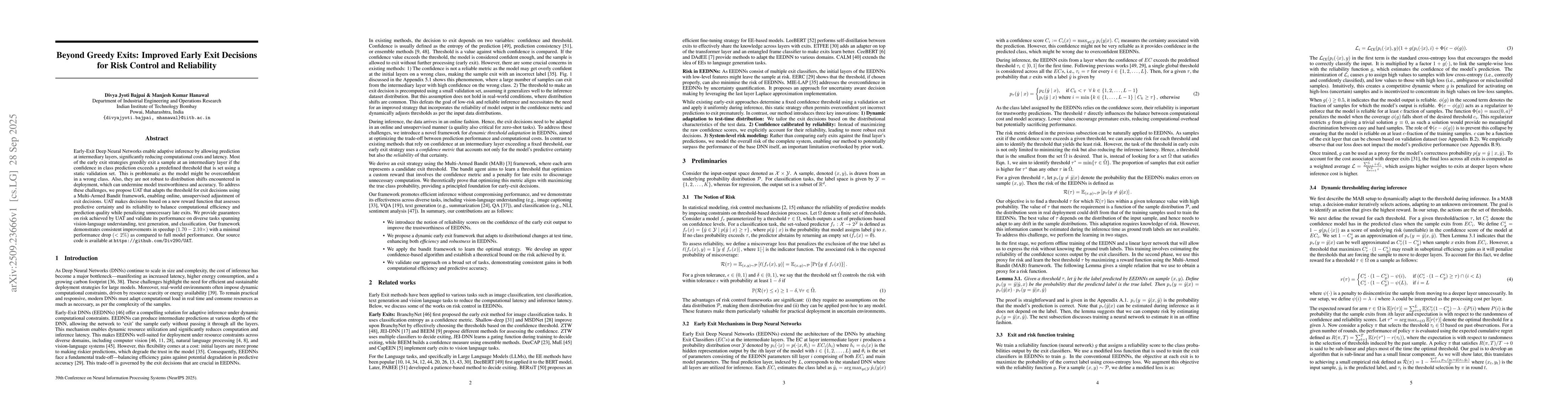 Thumbnail for Beyond Greedy Exits: Improved Early Exit Decisions for Risk Control and
  Reliability