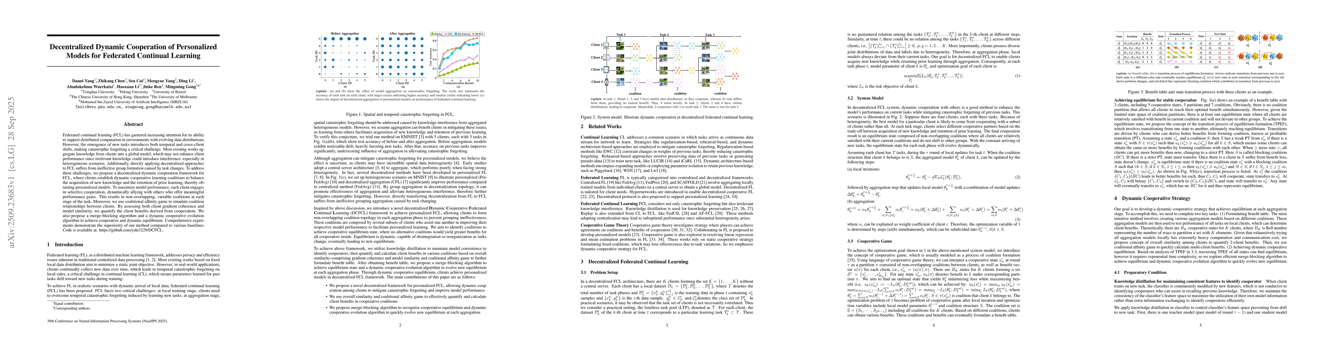 Thumbnail for Decentralized Dynamic Cooperation of Personalized Models for Federated
  Continual Learning