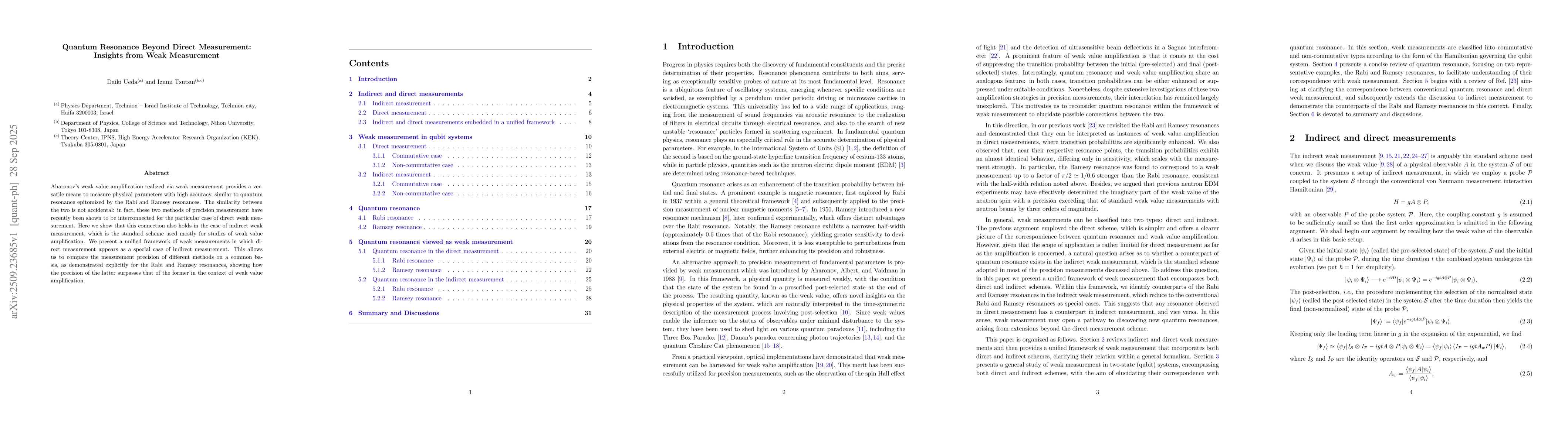 Thumbnail for Quantum Resonance Beyond Direct Measurement: Insights from Weak
  Measurement
