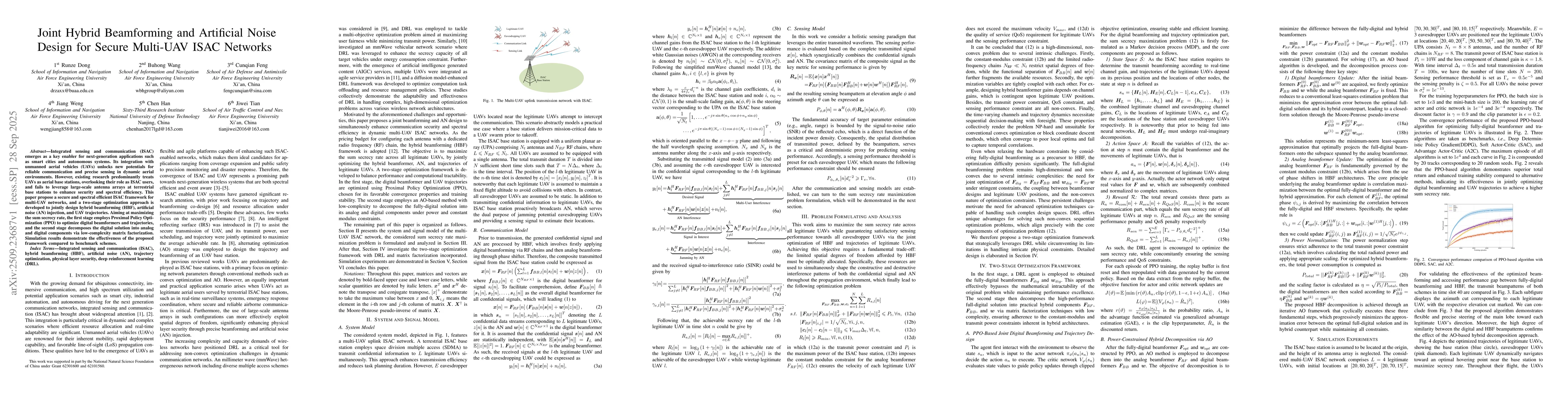 Thumbnail for Joint Hybrid Beamforming and Artificial Noise Design for Secure
  Multi-UAV ISAC Networks