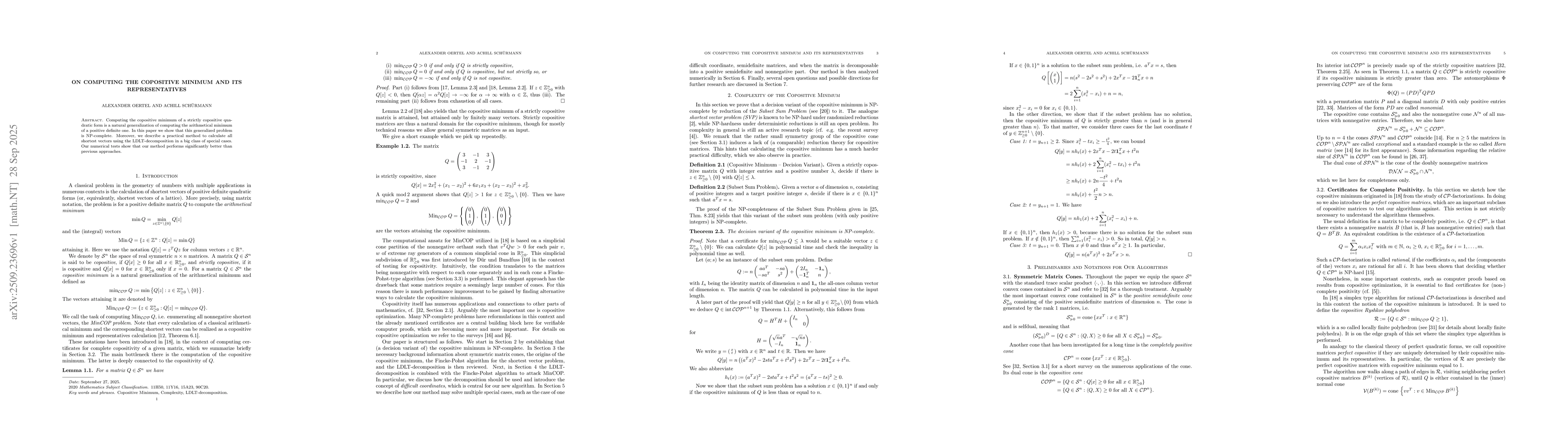 Thumbnail for On Computing the Copositive Minimum and its Representatives