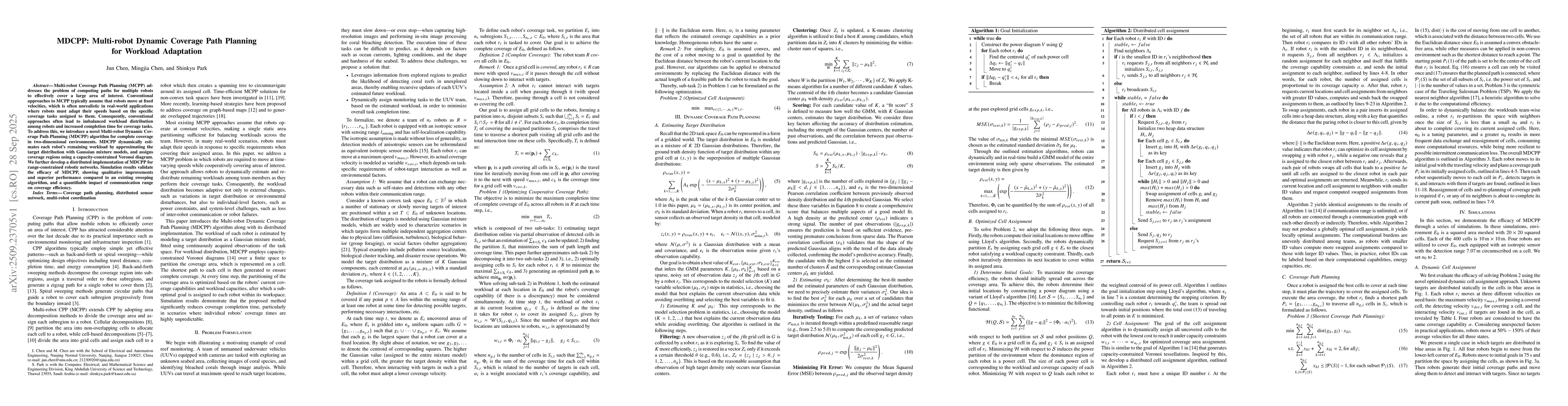 Thumbnail for MDCPP: Multi-robot Dynamic Coverage Path Planning for Workload
  Adaptation