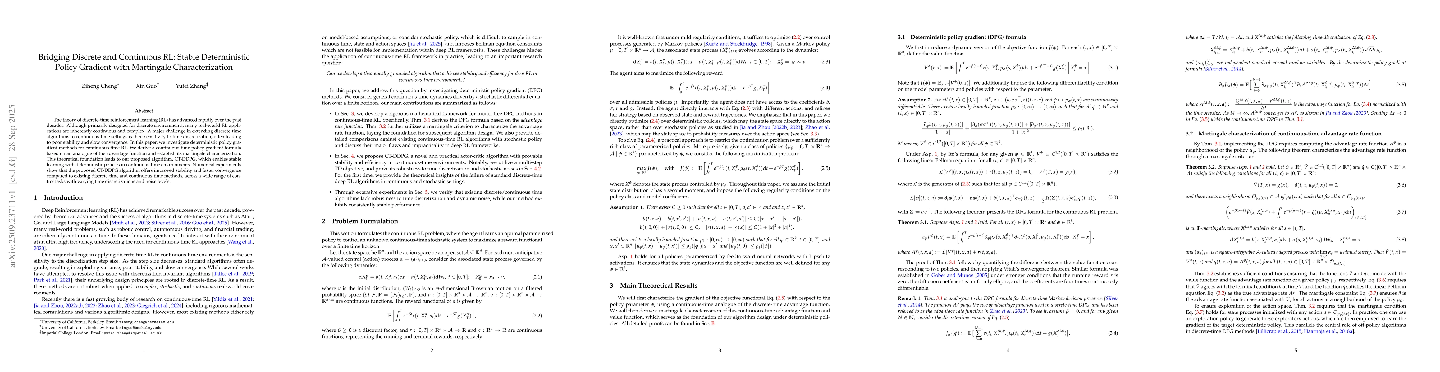 Thumbnail for Bridging Discrete and Continuous RL: Stable Deterministic Policy
  Gradient with Martingale Characterization