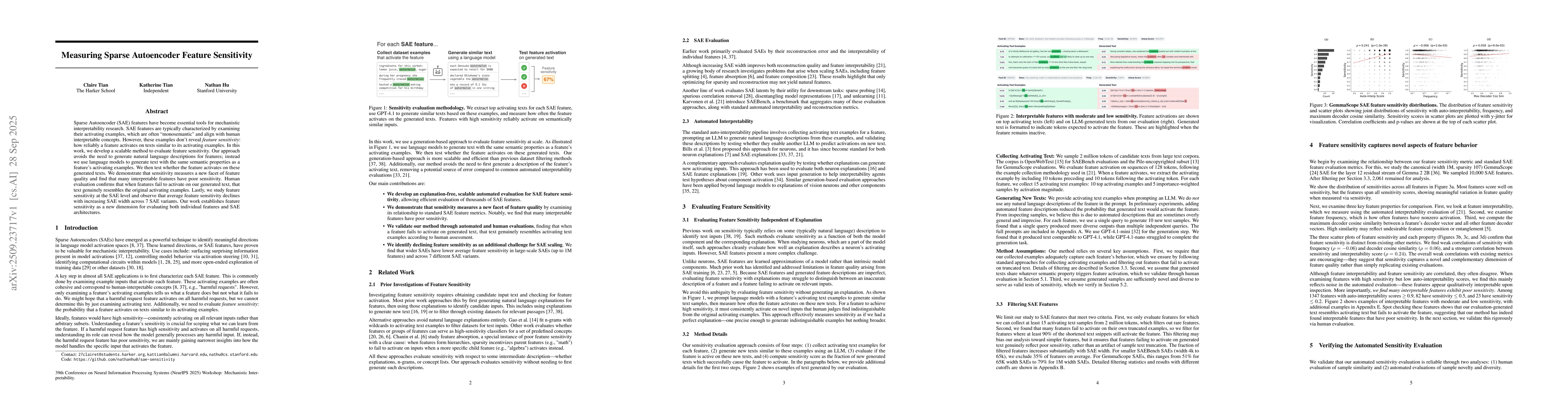 Thumbnail for Measuring Sparse Autoencoder Feature Sensitivity