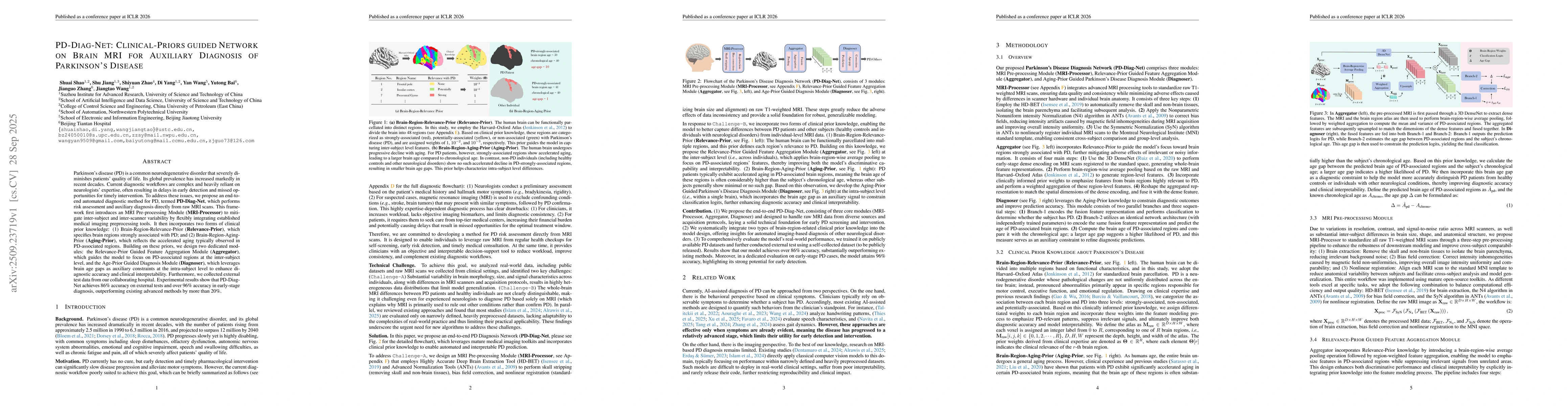Thumbnail for PD-Diag-Net: Clinical-Priors guided Network on Brain MRI for Auxiliary
  Diagnosis of Parkinson's Disease