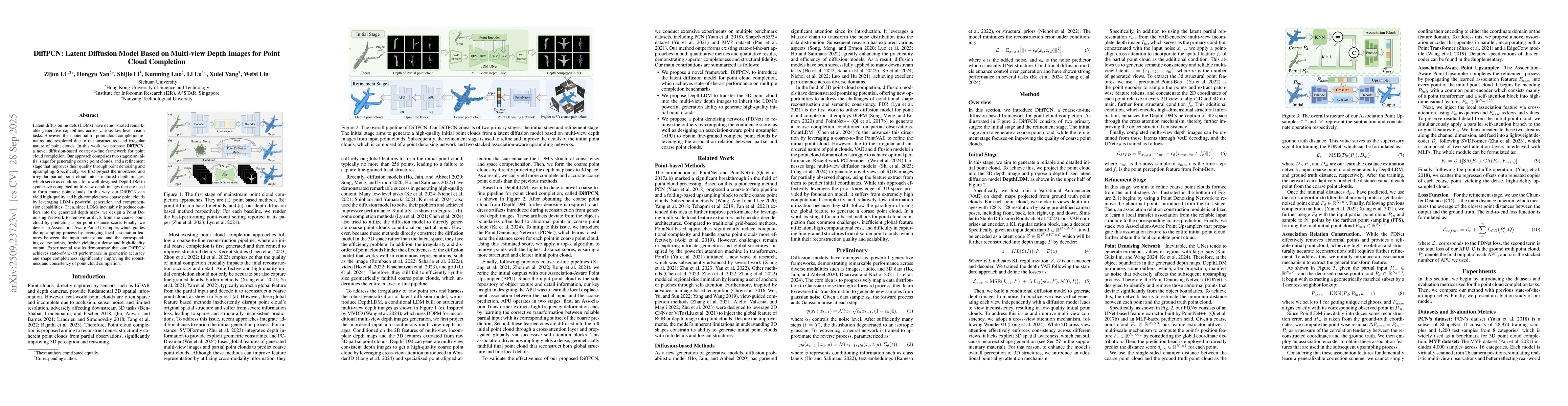 Thumbnail for DiffPCN: Latent Diffusion Model Based on Multi-view Depth Images for
  Point Cloud Completion