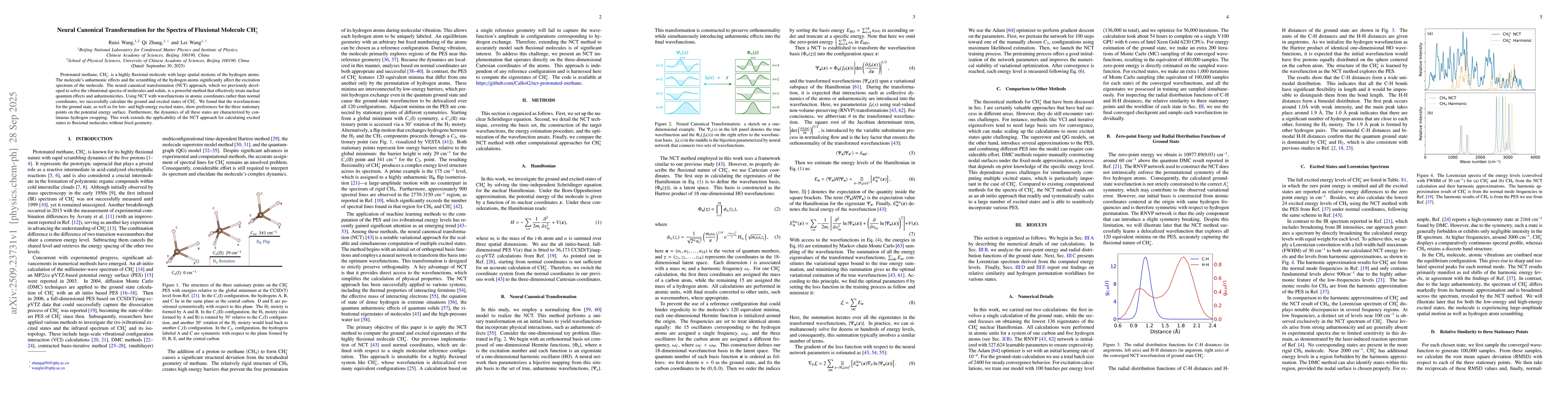 Thumbnail for Neural Canonical Transformation for the Spectra of Fluxional Molecule
  CH5+