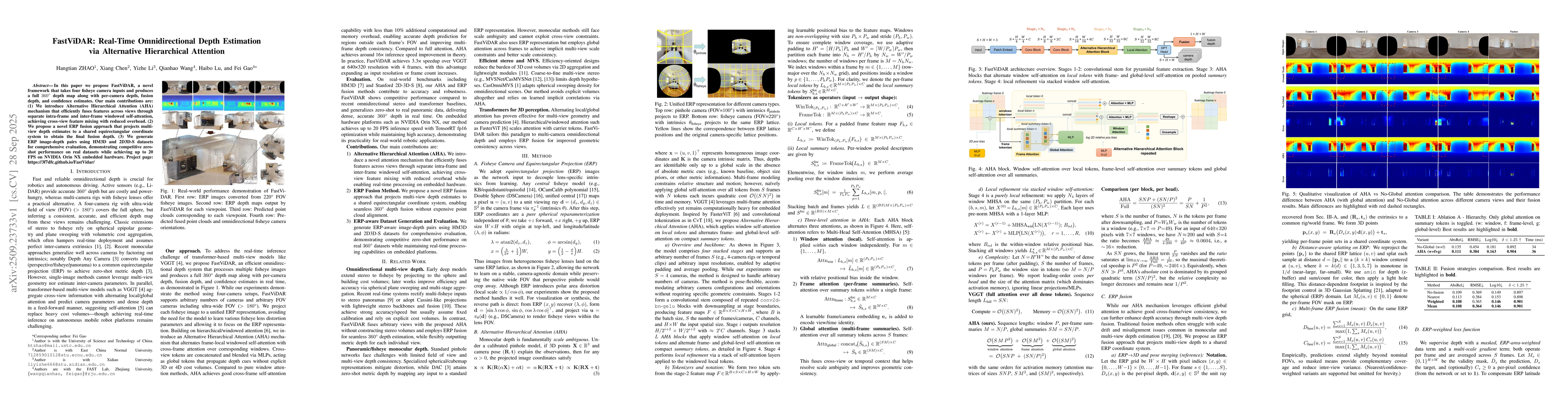 Thumbnail for FastViDAR: Real-Time Omnidirectional Depth Estimation via Alternative
  Hierarchical Attention