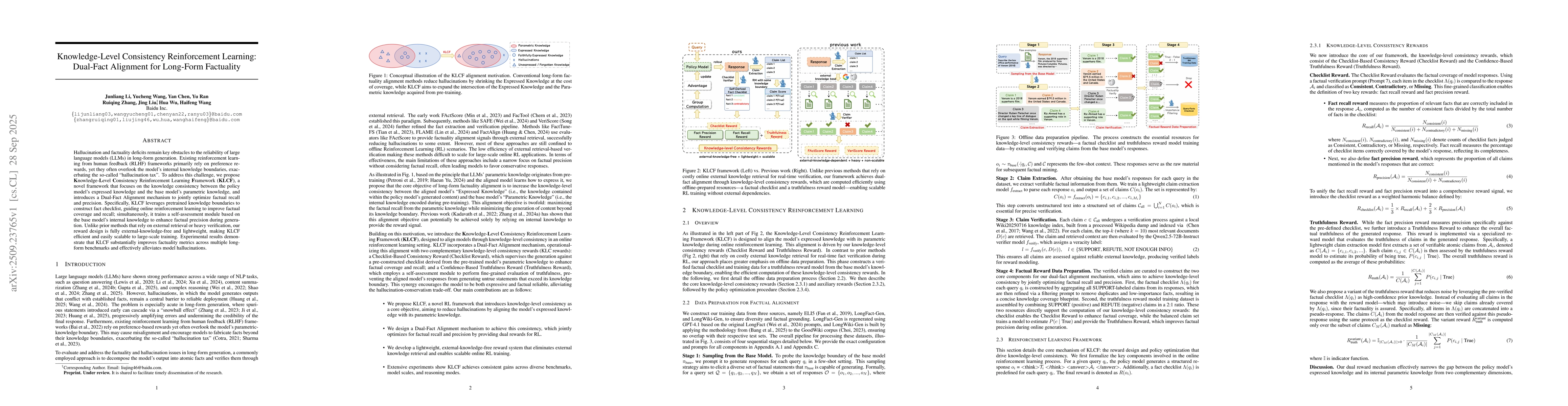 Thumbnail for Knowledge-Level Consistency Reinforcement Learning: Dual-Fact Alignment
  for Long-Form Factuality