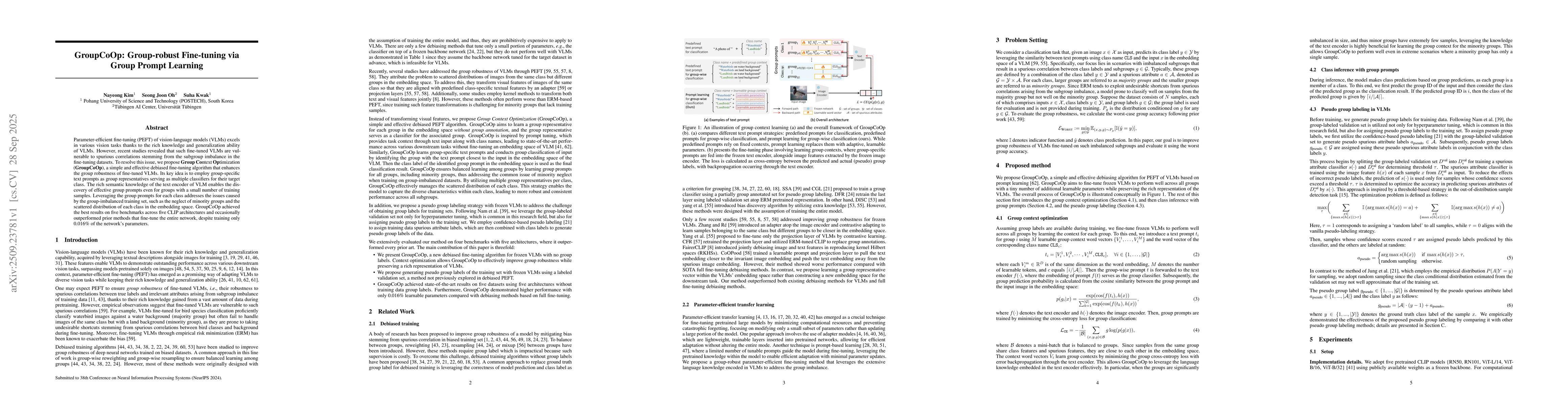 Thumbnail for GroupCoOp: Group-robust Fine-tuning via Group Prompt Learning