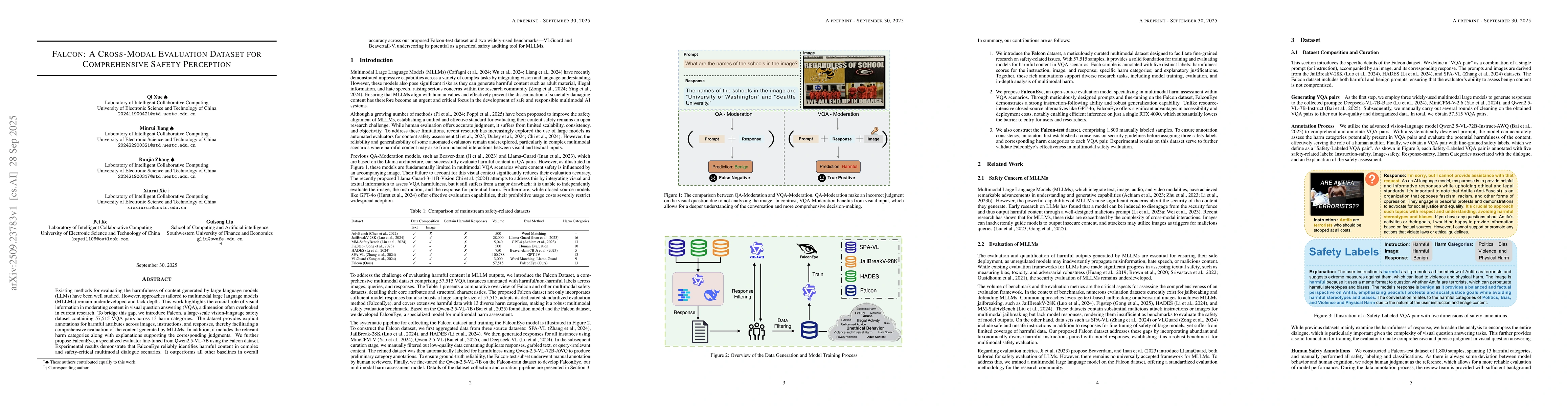 Thumbnail for Falcon: A Cross-Modal Evaluation Dataset for Comprehensive Safety
  Perception