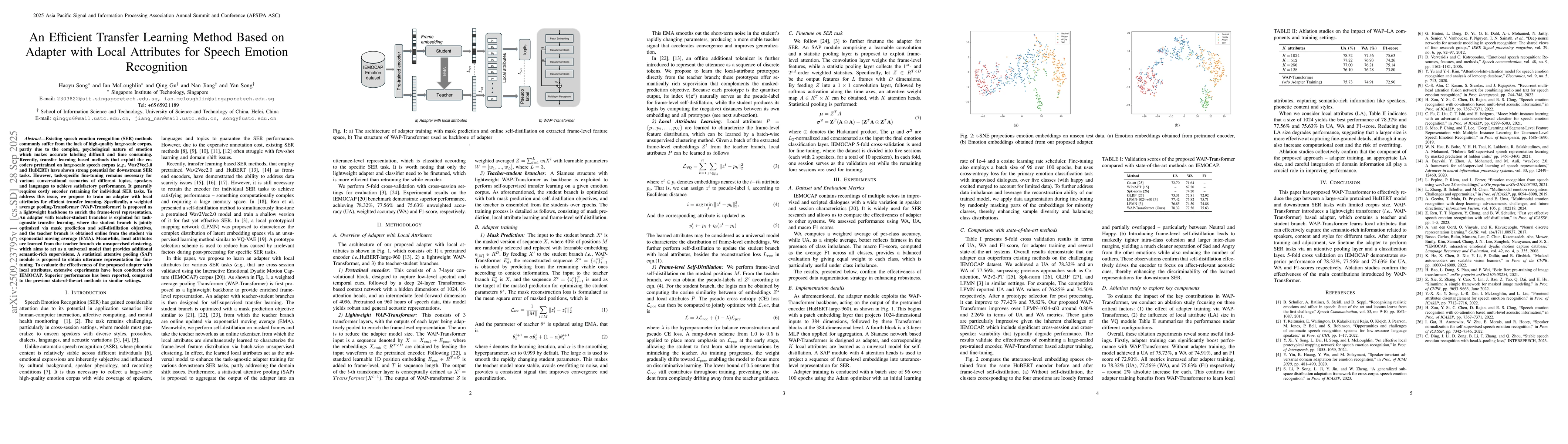 Thumbnail for An Efficient Transfer Learning Method Based on Adapter with Local
  Attributes for Speech Emotion Recognition