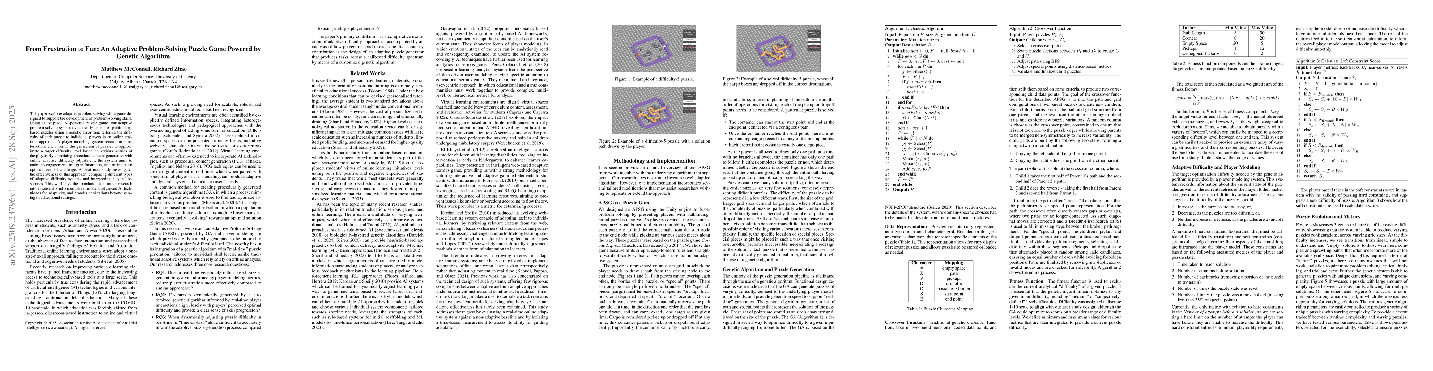 Thumbnail for From Frustration to Fun: An Adaptive Problem-Solving Puzzle Game Powered
  by Genetic Algorithm