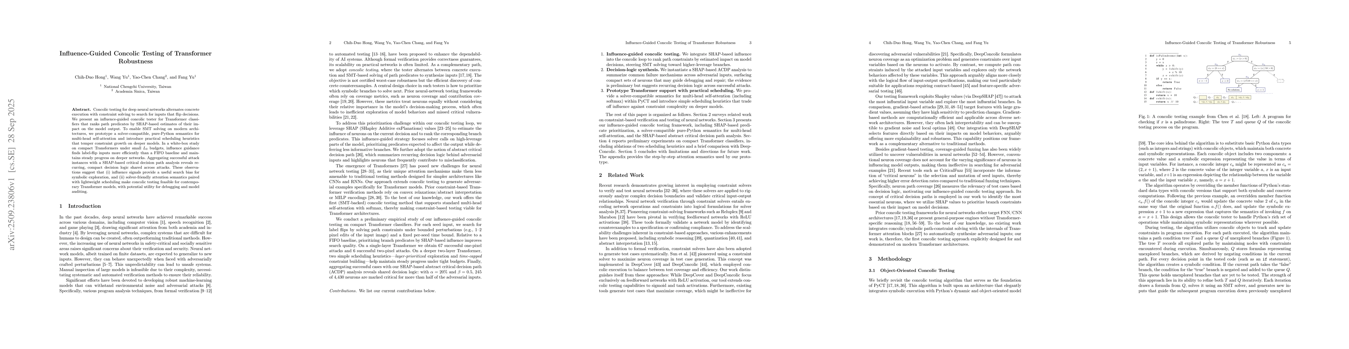 Thumbnail for Influence-Guided Concolic Testing of Transformer Robustness