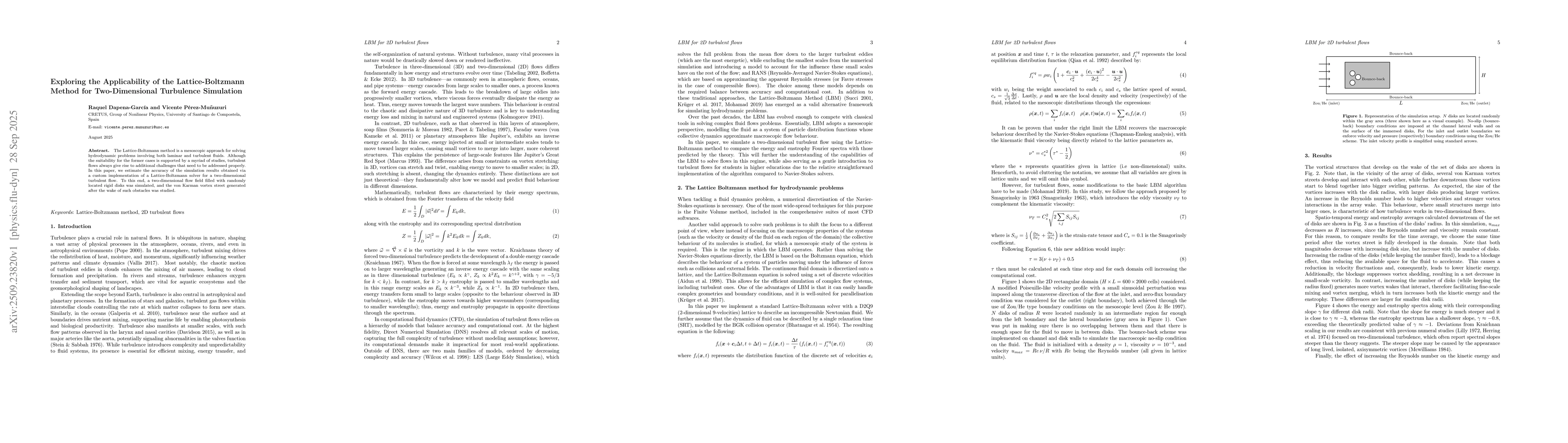 Thumbnail for Exploring the Applicability of the Lattice-Boltzmann Method for
  Two-Dimensional Turbulence Simulation