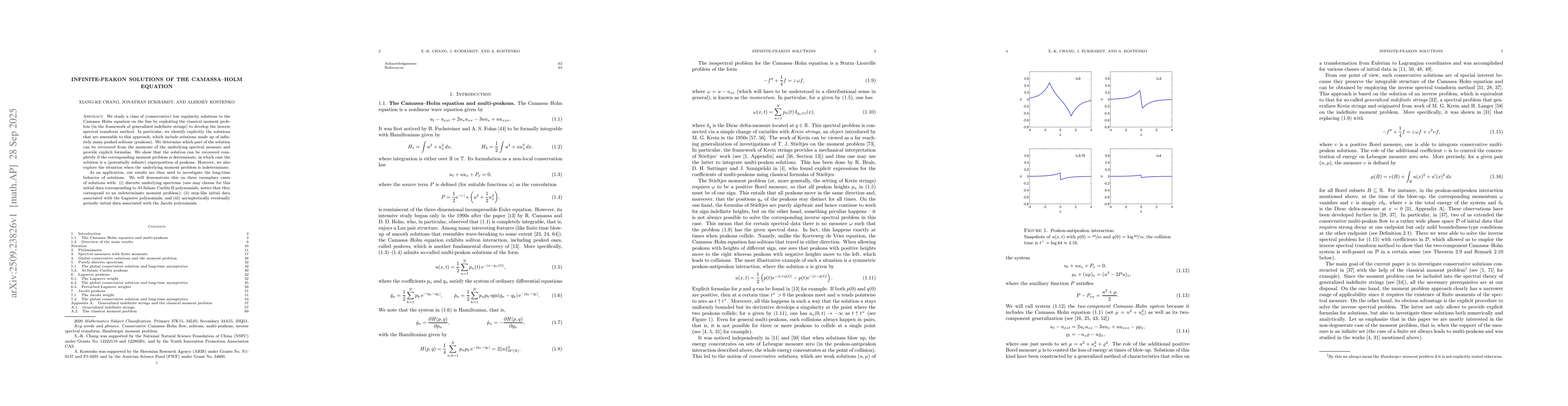 Thumbnail for Infinite-peakon solutions of the Camassa-Holm equation