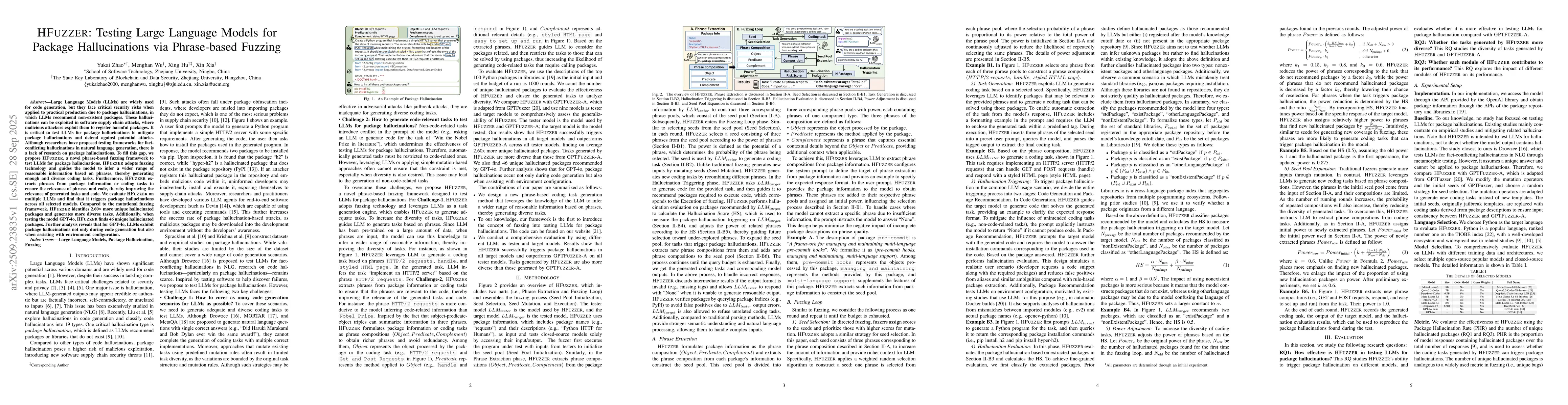 Thumbnail for HFuzzer: Testing Large Language Models for Package Hallucinations via
  Phrase-based Fuzzing