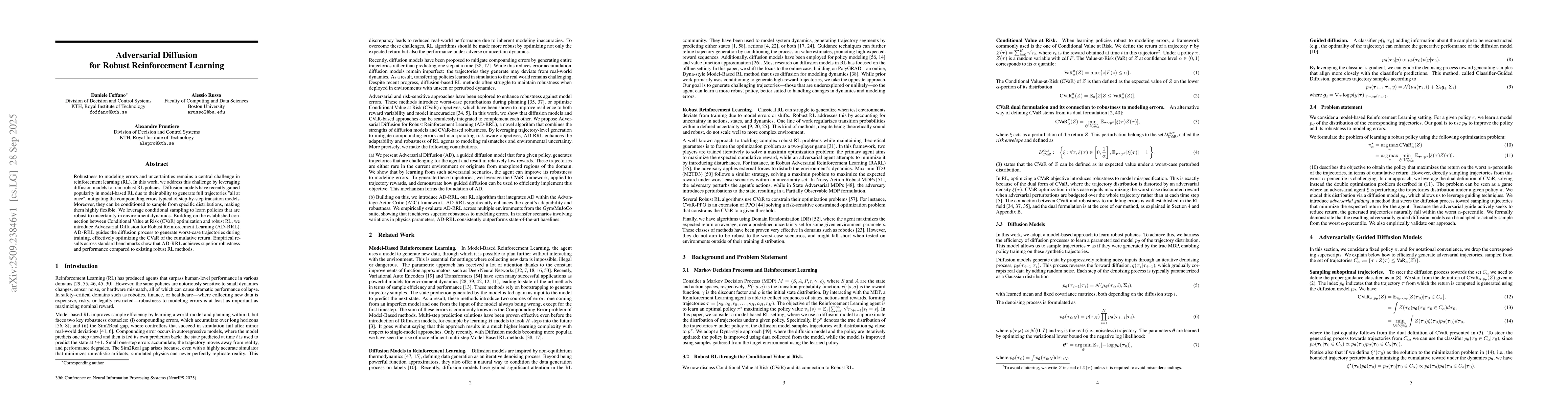 Thumbnail for Adversarial Diffusion for Robust Reinforcement Learning