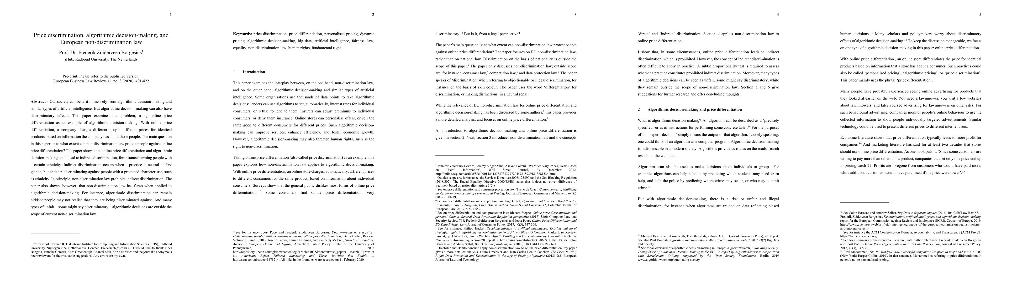 Thumbnail for Price discrimination, algorithmic decision-making, and European
  non-discrimination law