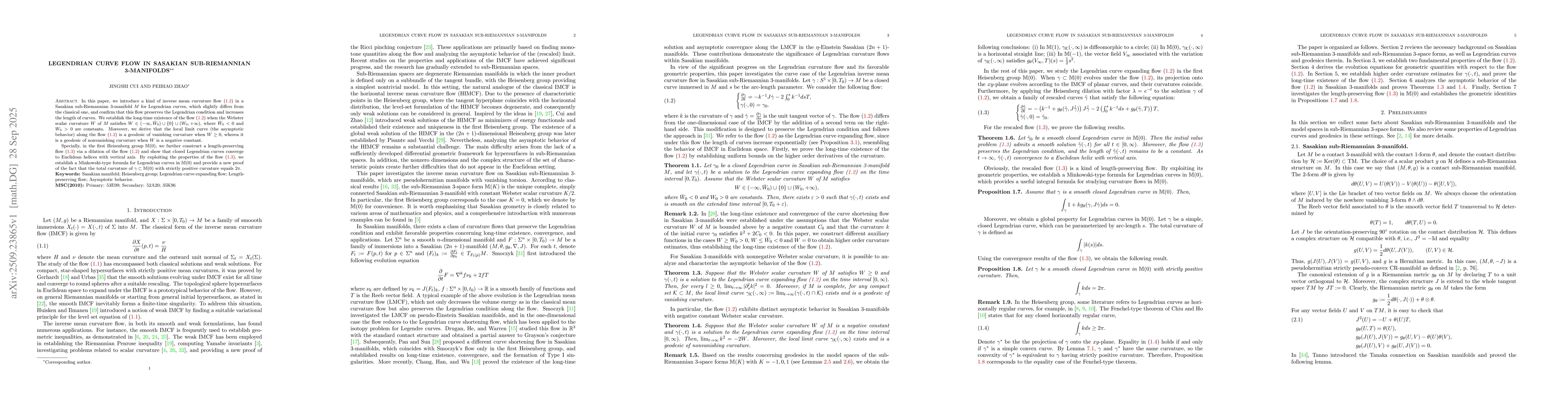 Thumbnail for Legendrian curve flow in Sasakian sub-Riemannian 3-manifolds