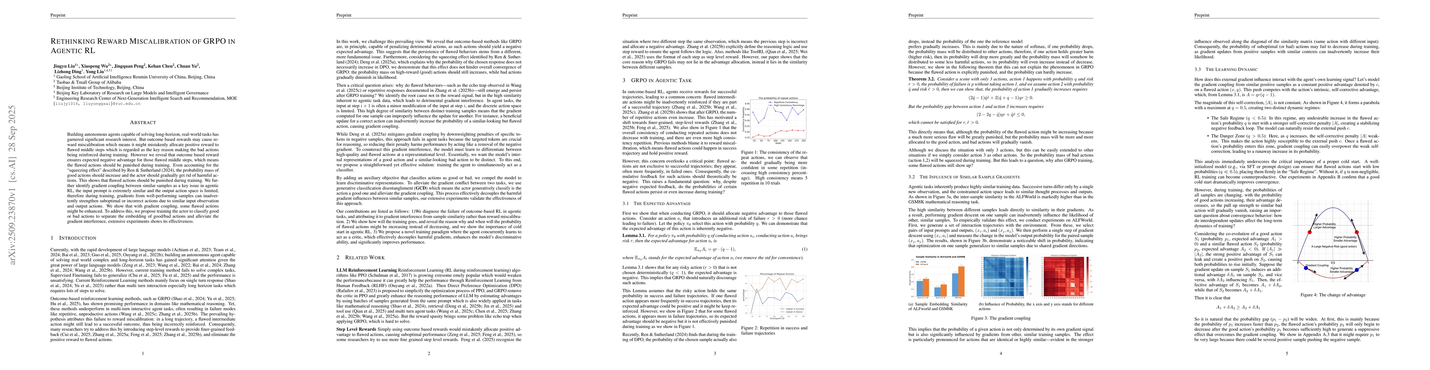 Thumbnail for Rethinking Reward Miscalibration of GRPO in Agentic RL