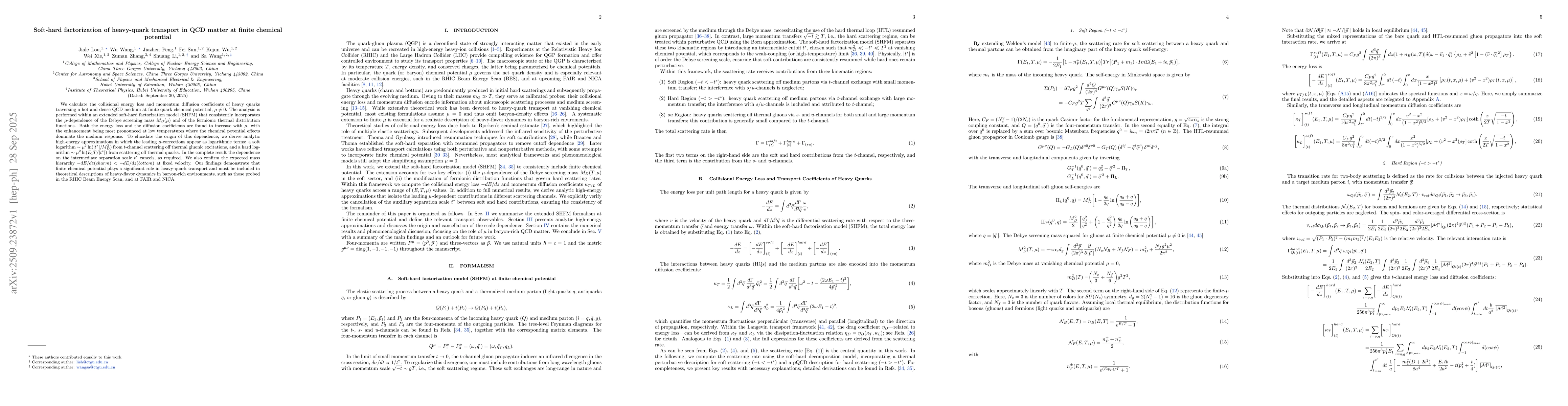Thumbnail for Soft-hard factorization of heavy-quark transport in QCD matter at finite
  chemical potential