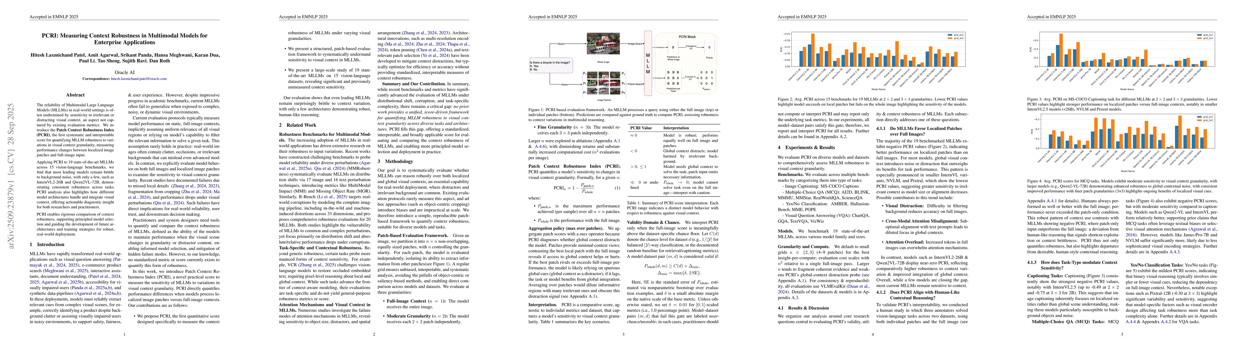 Thumbnail for PCRI: Measuring Context Robustness in Multimodal Models for Enterprise
  Applications