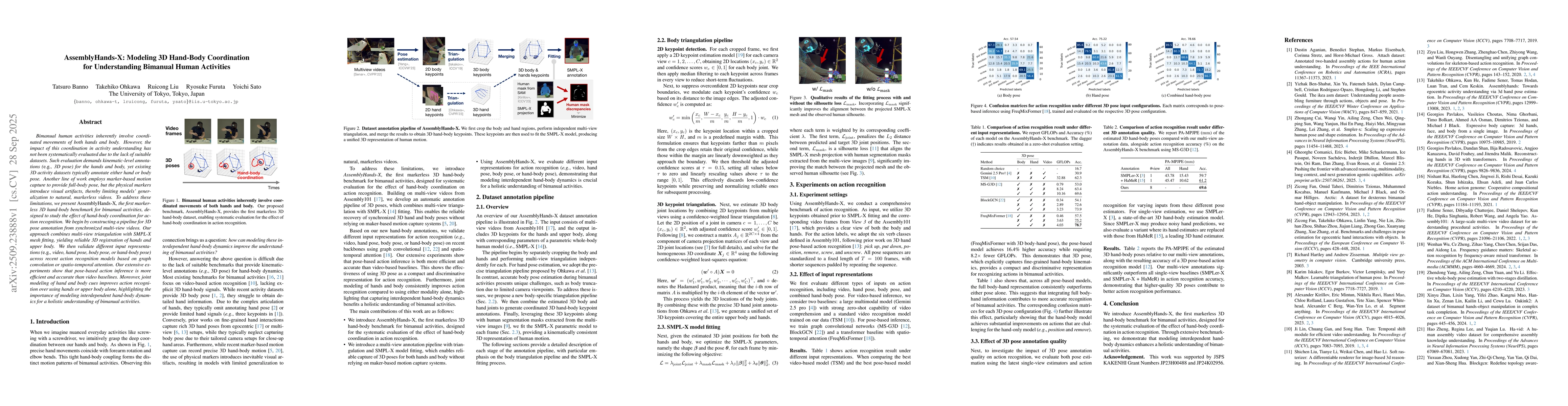 Thumbnail for AssemblyHands-X: Modeling 3D Hand-Body Coordination for Understanding
  Bimanual Human Activities