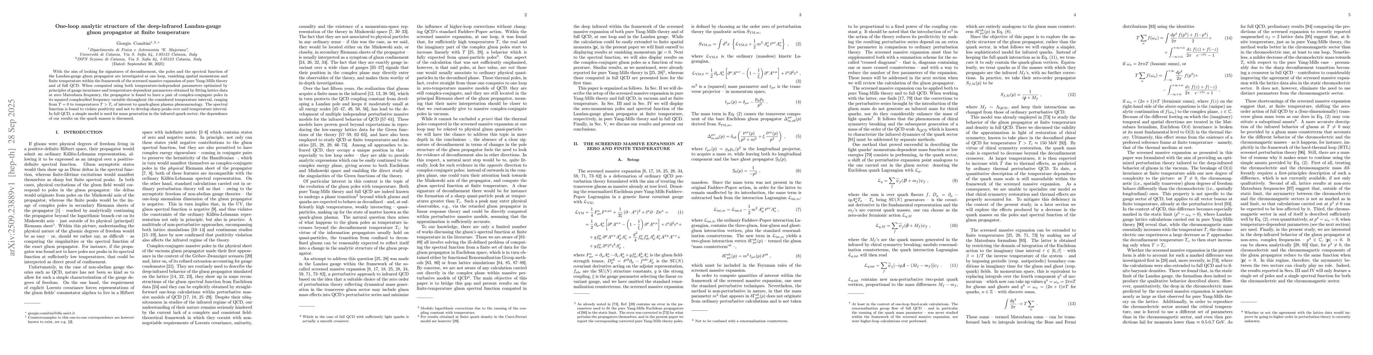 Thumbnail for One-loop analytic structure of the deep-infrared Landau-gauge gluon
  propagator at finite temperature