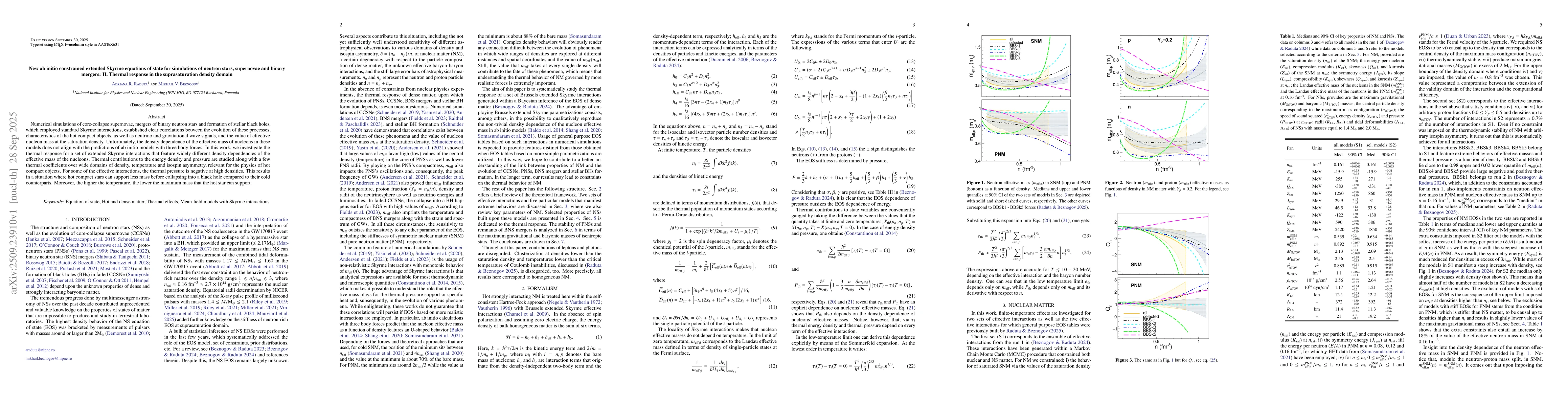 Thumbnail for New ab initio constrained extended Skyrme equations of state for
  simulations of neutron stars, supernovae and binary mergers: II. Thermal
  response in the suprasaturation density domain