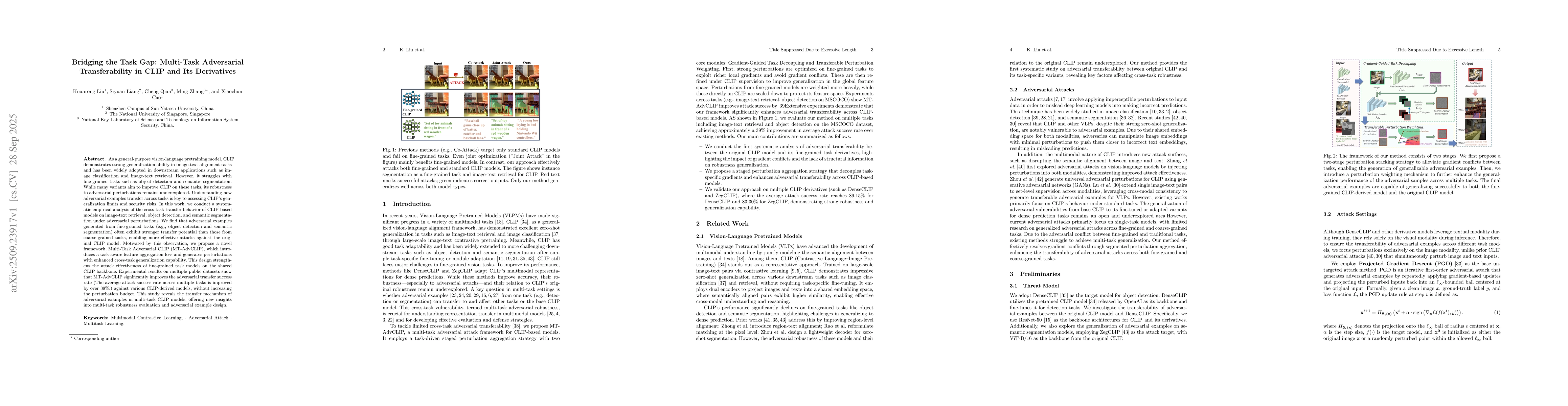 Thumbnail for Bridging the Task Gap: Multi-Task Adversarial Transferability in CLIP
  and Its Derivatives