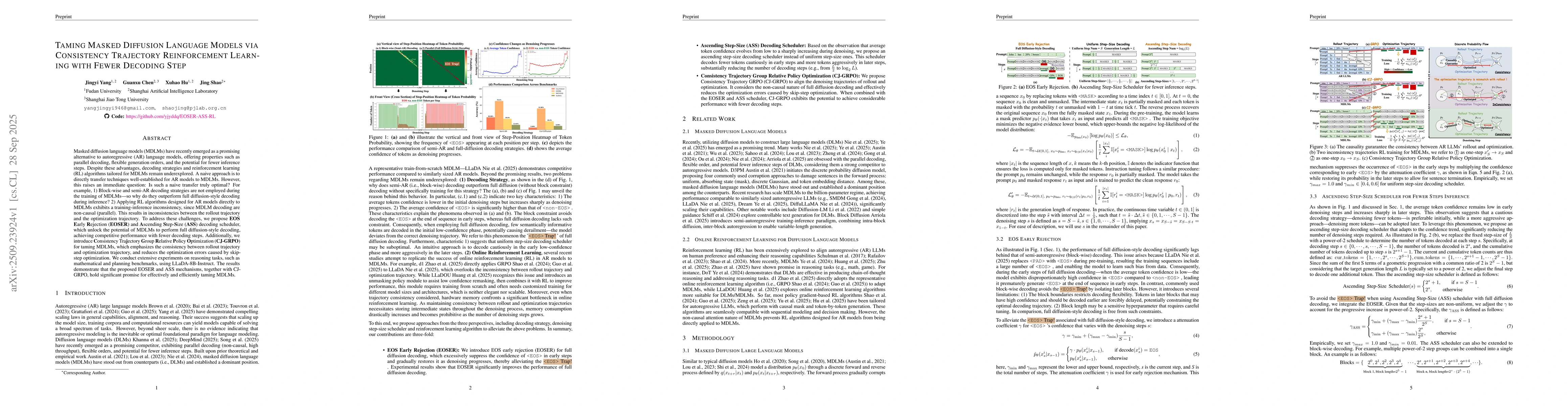 Thumbnail for Taming Masked Diffusion Language Models via Consistency Trajectory
  Reinforcement Learning with Fewer Decoding Step