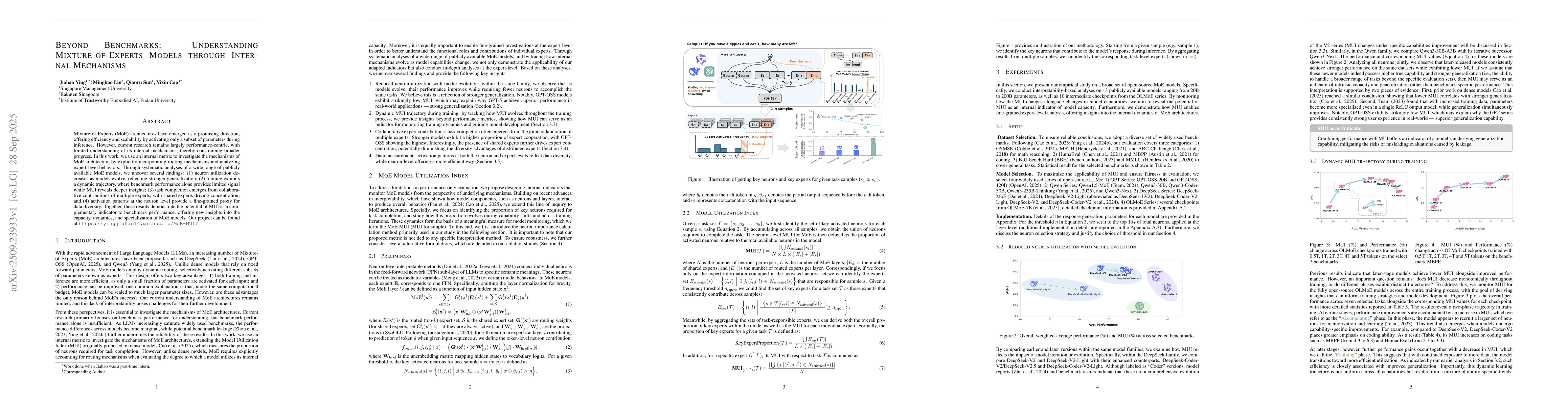 Thumbnail for Beyond Benchmarks: Understanding Mixture-of-Experts Models through
  Internal Mechanisms