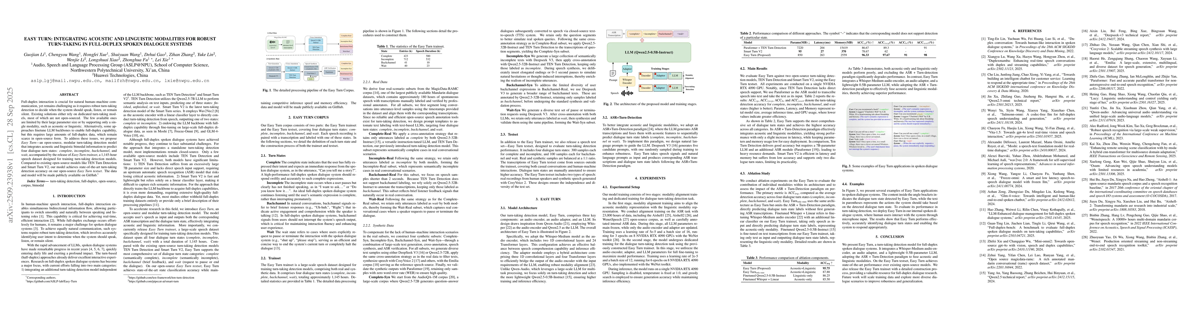 Thumbnail for Easy Turn: Integrating Acoustic and Linguistic Modalities for Robust
  Turn-Taking in Full-Duplex Spoken Dialogue Systems