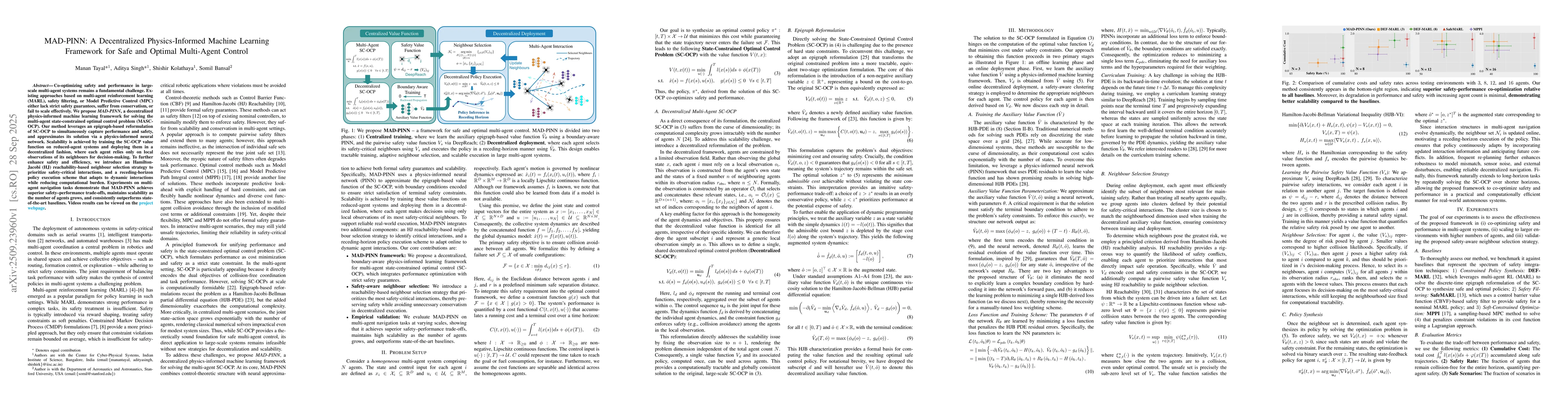 Thumbnail for MAD-PINN: A Decentralized Physics-Informed Machine Learning Framework
  for Safe and Optimal Multi-Agent Control