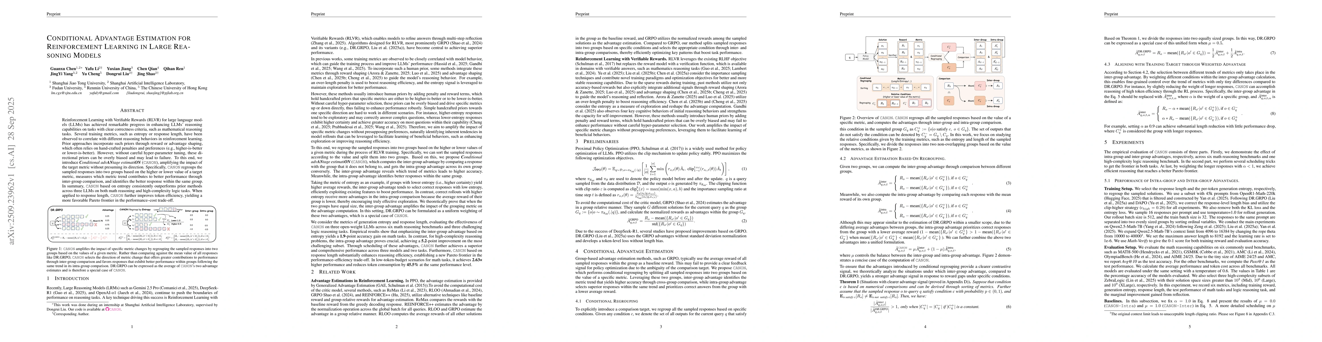 Thumbnail for Conditional Advantage Estimation for Reinforcement Learning in Large
  Reasoning Models