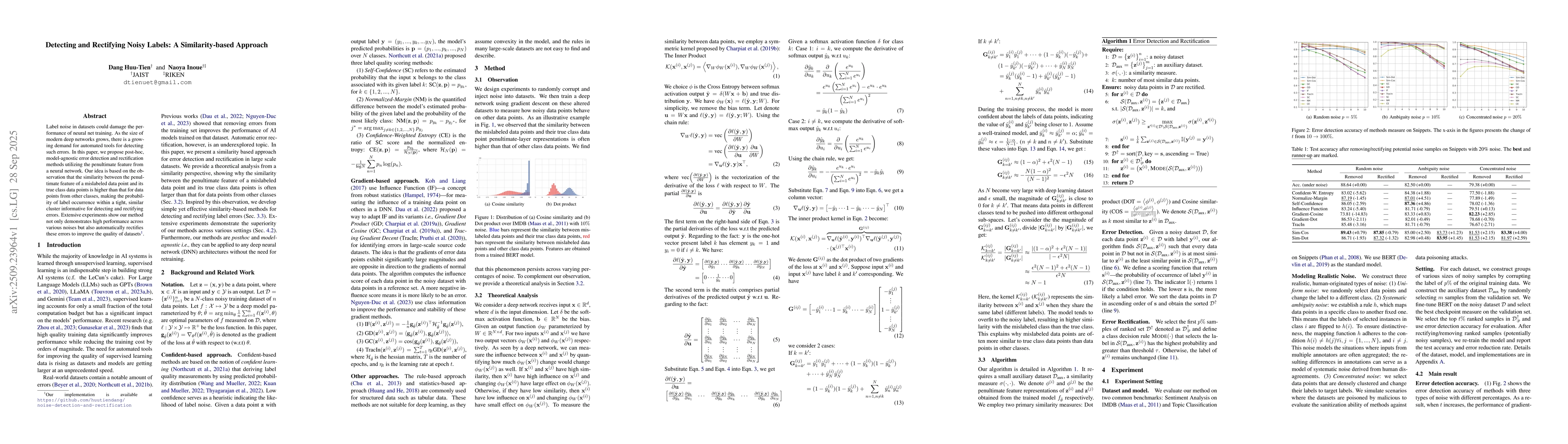 Thumbnail for Detecting and Rectifying Noisy Labels: A Similarity-based Approach