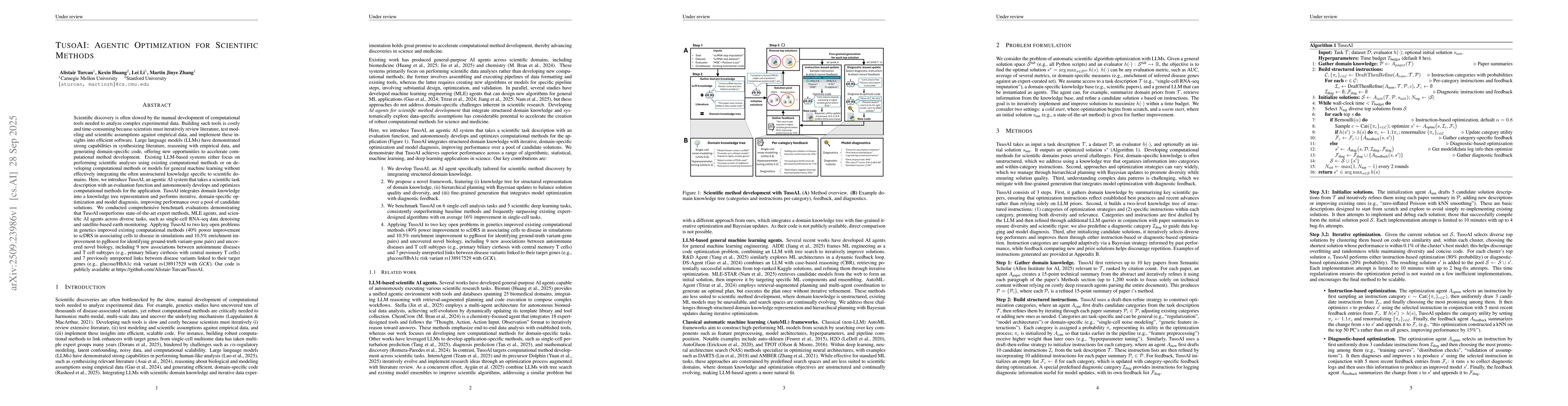 Thumbnail for TusoAI: Agentic Optimization for Scientific Methods