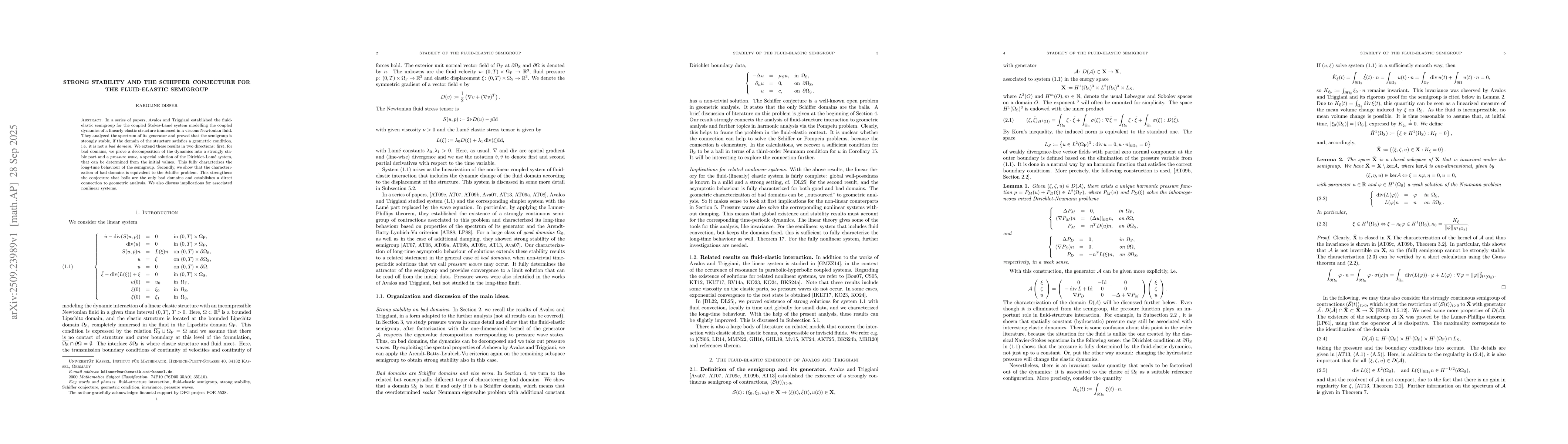 Thumbnail for Strong stability and the Schiffer Conjecture for the fluid-elastic
  semigroup