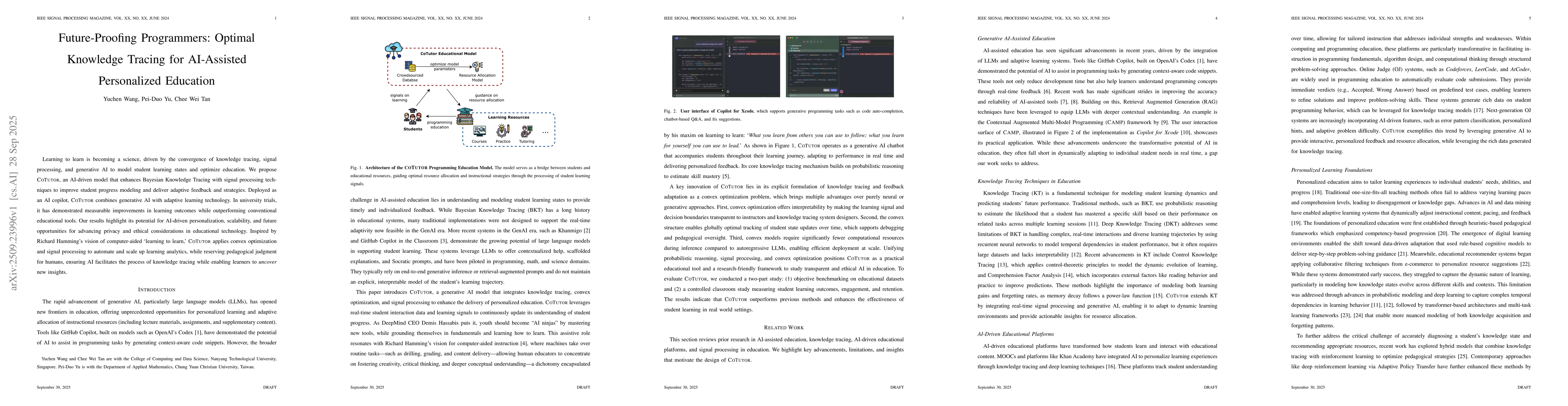Thumbnail for Future-Proofing Programmers: Optimal Knowledge Tracing for AI-Assisted
  Personalized Education