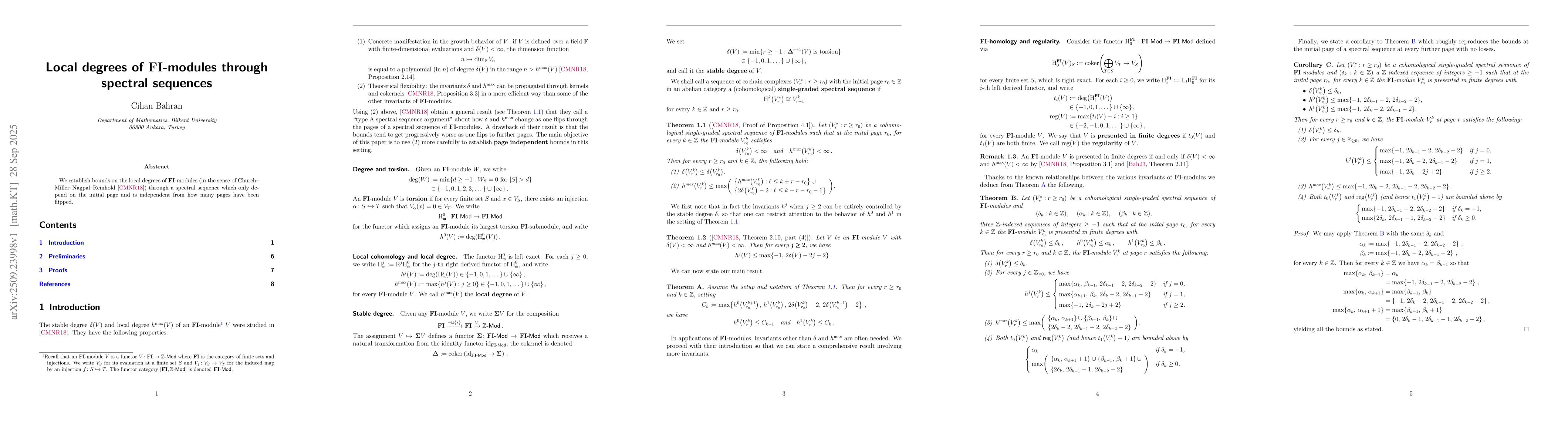Thumbnail for Local degrees of FI-modules through spectral sequences