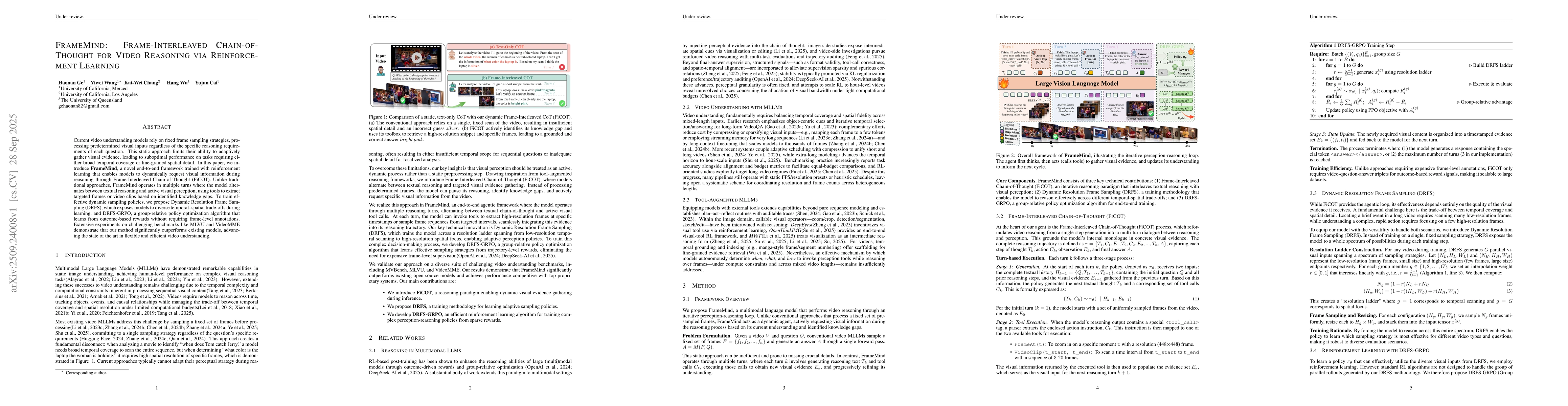 Thumbnail for FrameMind: Frame-Interleaved Chain-of-Thought for Video Reasoning via
  Reinforcement Learning